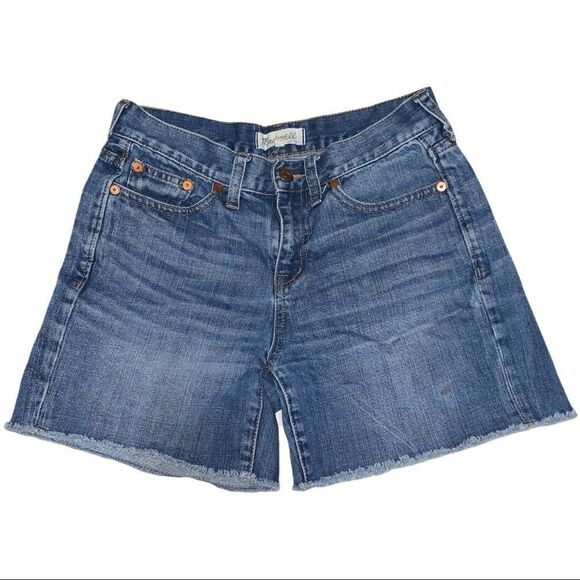 Madewell Denim Raw Edge Boyshorts Womens 24 Style C1737 Blue Jean Shorts - Picture 2 of 7